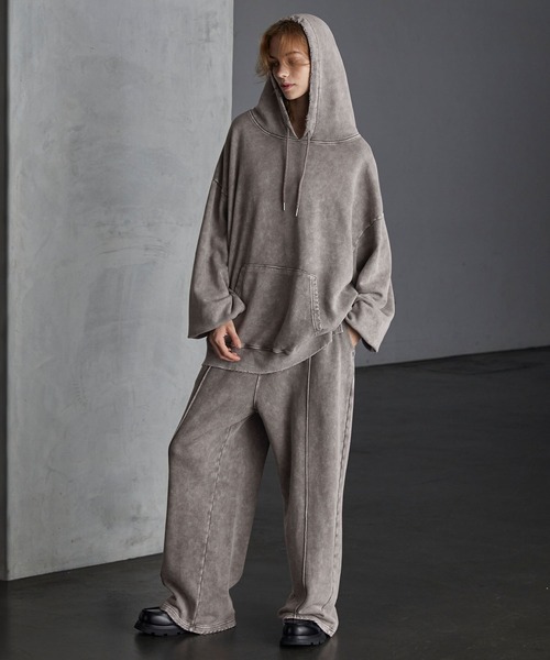 【SERACE】Heavy weight vintage design pigment damage hoodie / ヘビーウェイトヴィンテージデザインピグメントダメージパーカー（パーカー）｜SERACE（セラス）