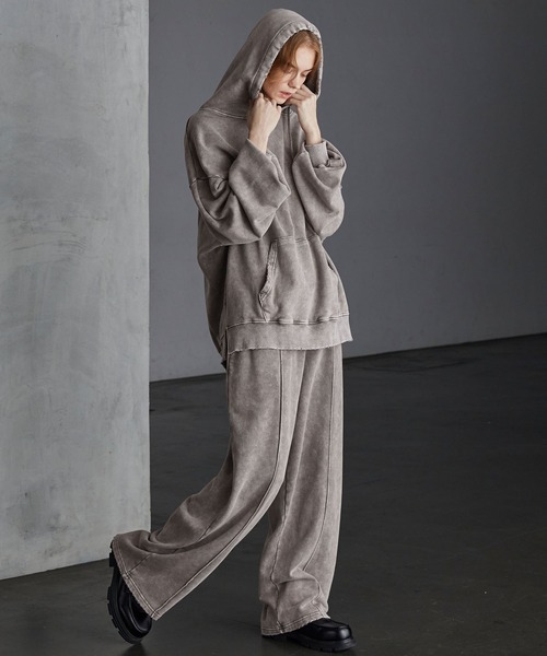 【SERACE】Heavy weight vintage design pigment damage hoodie / ヘビーウェイトヴィンテージデザインピグメントダメージパーカー（パーカー）｜SERACE（セラス）