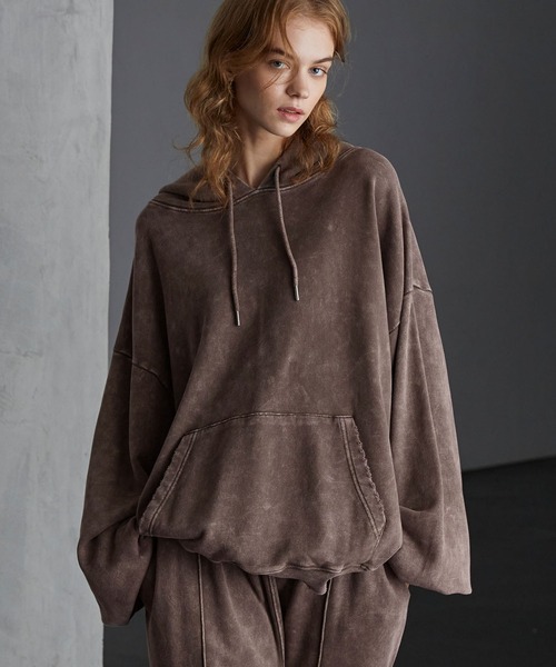 【SERACE】Heavy weight vintage design pigment damage hoodie / ヘビーウェイトヴィンテージデザインピグメントダメージパーカー（パーカー）｜SERACE（セラス）