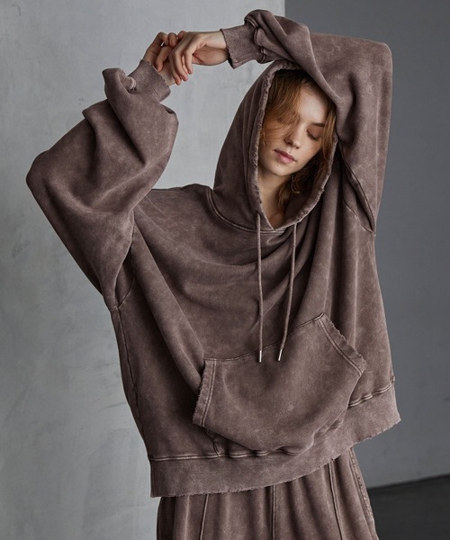 【SERACE】Heavy weight vintage design pigment damage hoodie / ヘビーウェイトヴィンテージデザインピグメントダメージパーカー（パーカー）｜SERACE（セラス）