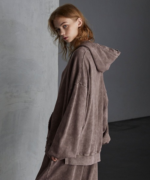 【SERACE】Heavy weight vintage design pigment damage hoodie / ヘビーウェイトヴィンテージデザインピグメントダメージパーカー（パーカー）｜SERACE（セラス）