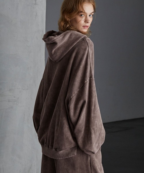 【SERACE】Heavy weight vintage design pigment damage hoodie / ヘビーウェイトヴィンテージデザインピグメントダメージパーカー（パーカー）｜SERACE（セラス）