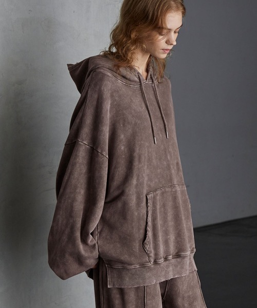 【SERACE】Heavy weight vintage design pigment damage hoodie / ヘビーウェイトヴィンテージデザインピグメントダメージパーカー（パーカー）｜SERACE（セラス）