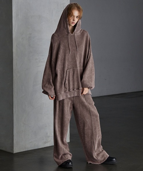 【SERACE】Heavy weight vintage design pigment damage hoodie / ヘビーウェイトヴィンテージデザインピグメントダメージパーカー（パーカー）｜SERACE（セラス）