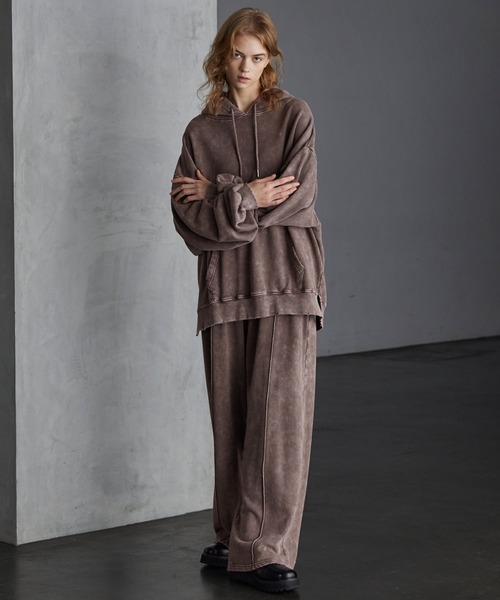 【SERACE】Heavy weight vintage design pigment damage hoodie / ヘビーウェイトヴィンテージデザインピグメントダメージパーカー（パーカー）｜SERACE（セラス）