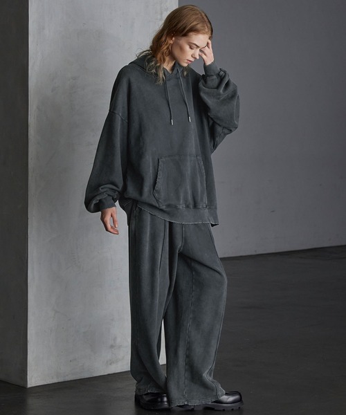 【SERACE】Heavy weight vintage design pigment damage hoodie / ヘビーウェイトヴィンテージデザインピグメントダメージパーカー（パーカー）｜SERACE（セラス）