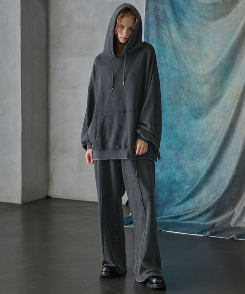 【SERACE】Heavy weight vintage design pigment damage hoodie / ヘビーウェイトヴィンテージデザインピグメントダメージパーカー（パーカー）｜SERACE（セラス）