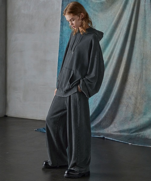【SERACE】Heavy weight vintage design pigment damage hoodie / ヘビーウェイトヴィンテージデザインピグメントダメージパーカー（パーカー）｜SERACE（セラス）
