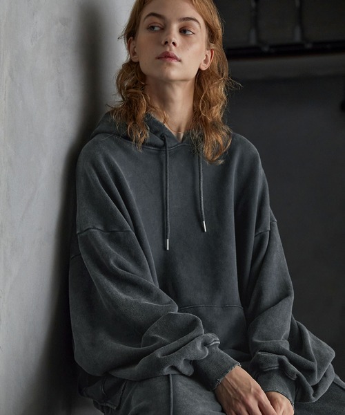 【SERACE】Heavy weight vintage design pigment damage hoodie / ヘビーウェイトヴィンテージデザインピグメントダメージパーカー（パーカー）｜SERACE（セラス）