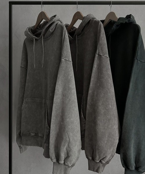 【SERACE】Heavy weight vintage design pigment damage hoodie / ヘビーウェイトヴィンテージデザインピグメントダメージパーカー（パーカー）｜SERACE（セラス）