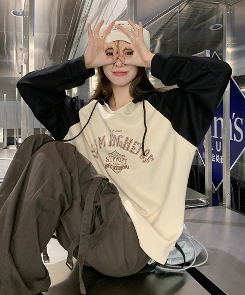 GEMEDA(ジェメダ)の「ラグランロゴTシャツ(Tシャツ/カットソー・レディース・ブラック/ベージュ/グリーン・M)」の10枚目の写真