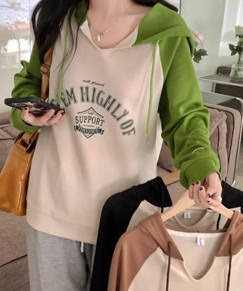 GEMEDA(ジェメダ)の「ラグランロゴTシャツ(Tシャツ/カットソー・レディース・ブラック/ベージュ/グリーン・M)」の14枚目の写真