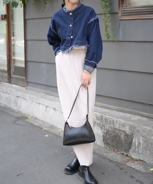 ノーカラーデニム2wayジャケット（Gジャン）（デニムジャケット）｜＆HALF（アンドハーフ）