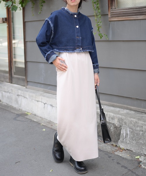 ノーカラーデニム2wayジャケット（Gジャン）（デニムジャケット）｜＆HALF（アンドハーフ）