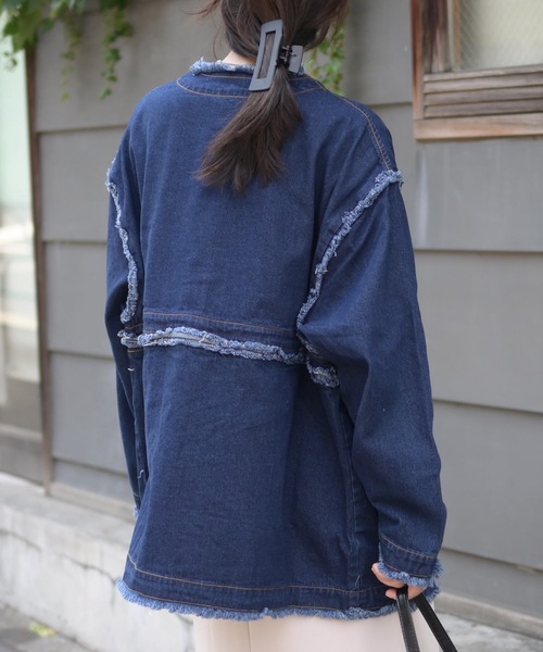 ノーカラーデニム2wayジャケット（Gジャン）（デニムジャケット）｜＆HALF（アンドハーフ）