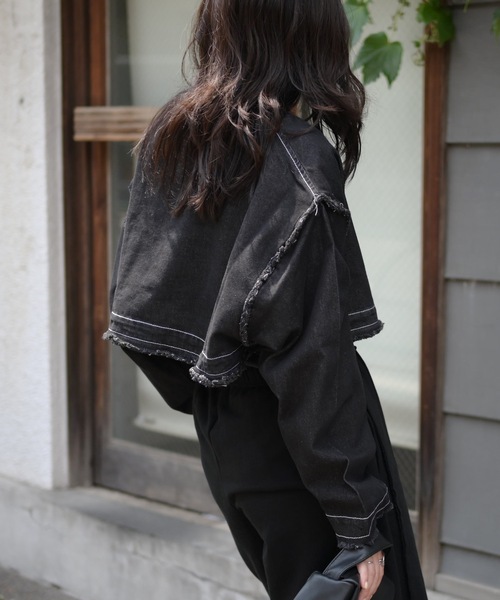 ノーカラーデニム2wayジャケット（Gジャン）（デニムジャケット）｜＆HALF（アンドハーフ）