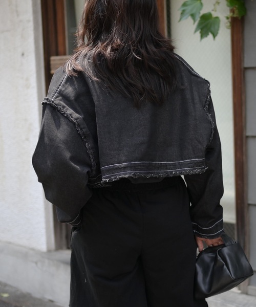 ノーカラーデニム2wayジャケット（Gジャン）（デニムジャケット）｜＆HALF（アンドハーフ）