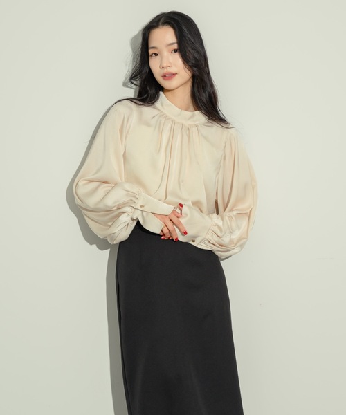 新品タグ付き ネストローブ 麻 スタンドカラー タックシャツ ブラウス ワイド ネストローブ 麻 スタンドカラー タックシャツ ブラウス ワイド