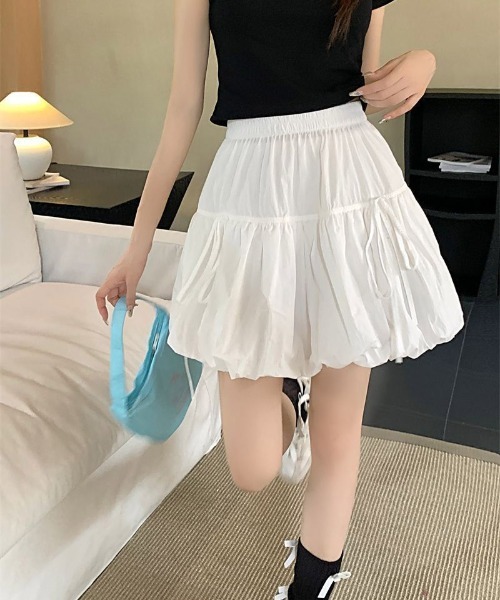 WEGO（ウィゴー）の「WEGO/リボンバルーンスカートパンツ付き（スカート・レディース・ブラック/グレー/ホワイト・MEDIUM/SMALL）」の7枚目の写真