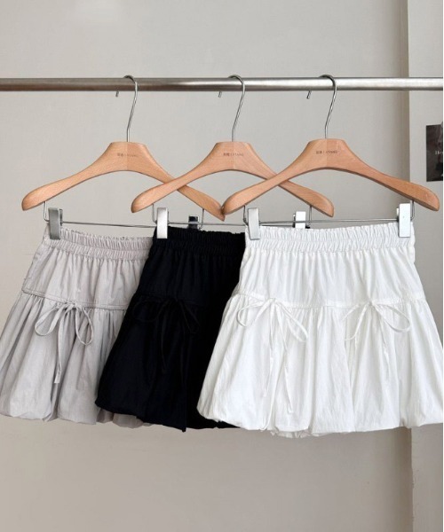 WEGO（ウィゴー）の「WEGO/リボンバルーンスカートパンツ付き（スカート・レディース・ブラック/グレー/ホワイト・MEDIUM/SMALL）」の5枚目の写真