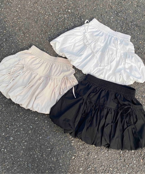 WEGO（ウィゴー）の「WEGO/リボンバルーンスカートパンツ付き（スカート・レディース・ブラック/グレー/ホワイト・MEDIUM/SMALL）」の6枚目の写真