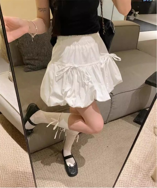 WEGO（ウィゴー）の「WEGO/リボンバルーンスカートパンツ付き（スカート・レディース・ブラック/グレー/ホワイト・MEDIUM/SMALL）」の19枚目の写真