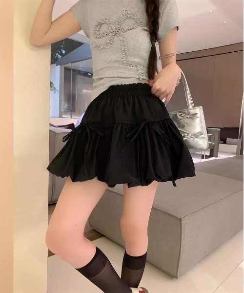 WEGO（ウィゴー）の「WEGO/リボンバルーンスカートパンツ付き（スカート・レディース・ブラック/グレー/ホワイト・MEDIUM/SMALL）」の21枚目の写真