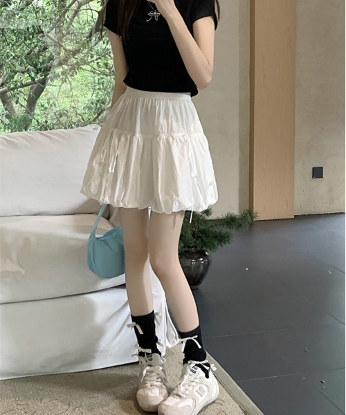 WEGO（ウィゴー）の「WEGO/リボンバルーンスカートパンツ付き（スカート・レディース・ブラック/グレー/ホワイト・MEDIUM/SMALL）」の18枚目の写真