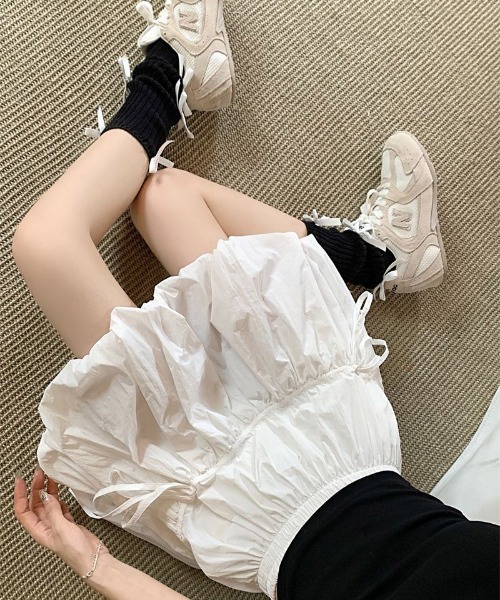 WEGO（ウィゴー）の「WEGO/リボンバルーンスカートパンツ付き（スカート・レディース・ブラック/グレー/ホワイト・MEDIUM/SMALL）」の16枚目の写真