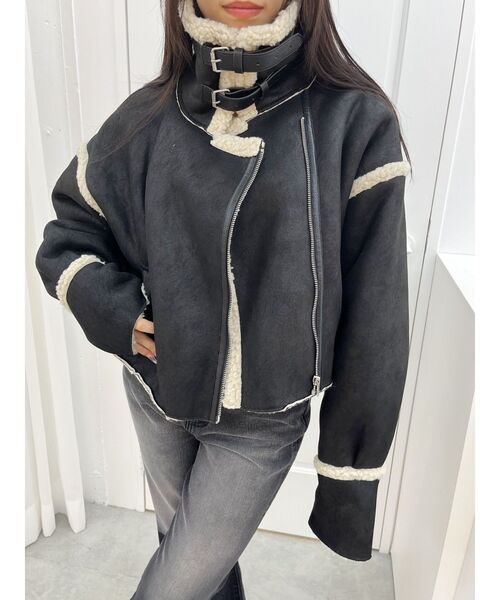 EVRIS（エヴリス）の「ショートボアブルゾン（ブルゾン・レディース・ブラック/ブルー/ブラウン・FREE）」の9枚目の写真