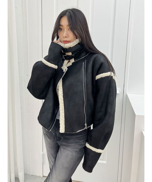 EVRIS（エヴリス）の「ショートボアブルゾン（ブルゾン・レディース・ブラック/ブルー/ブラウン・FREE）」の10枚目の写真