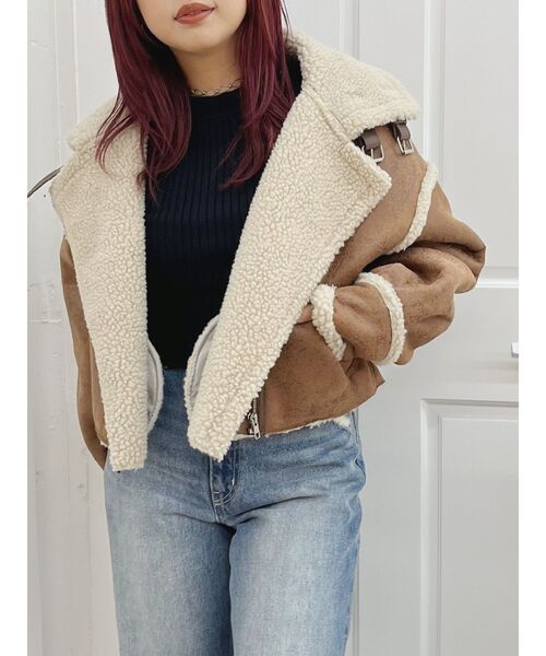 EVRIS（エヴリス）の「ショートボアブルゾン（ブルゾン・レディース・ブラック/ブルー/ブラウン・FREE）」の13枚目の写真