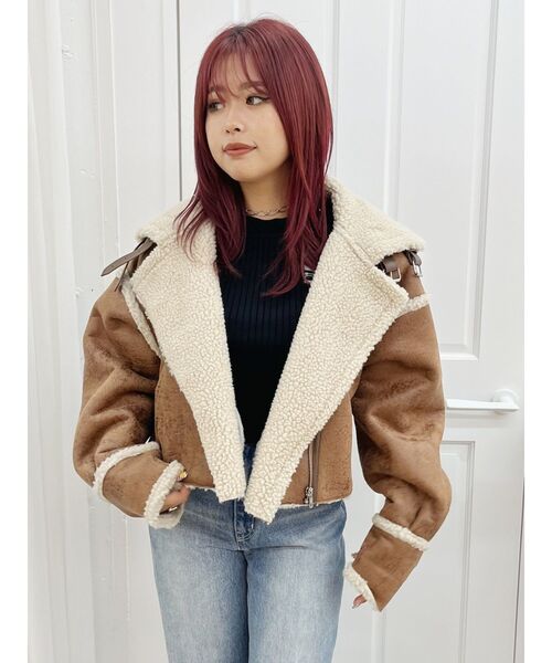 EVRIS（エヴリス）の「ショートボアブルゾン（ブルゾン・レディース・ブラック/ブルー/ブラウン・FREE）」の14枚目の写真