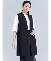 【撥水・接触冷感】セットノーカラーロングジレ