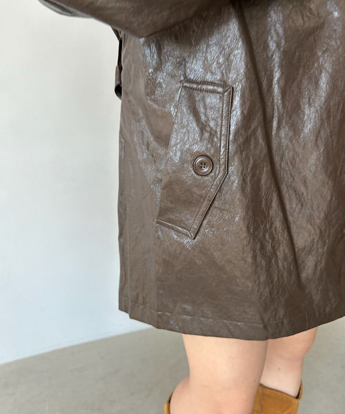 【セール】ベルト付 合皮ハーフジャケット FQ24W084【Fano Studios】【2024AW】（ライダースジャケット）｜Fano Studios（ファノ ストゥディオズ）