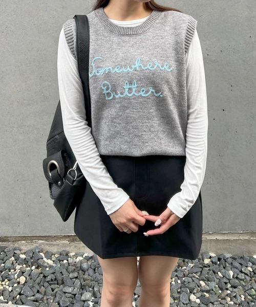frunco(フランコ)の「【ZOZO限定】ロゴ刺繍ニットベスト(ベスト・レディース・ブルー/グレー/ホワイト・FREE)」の4枚目の写真