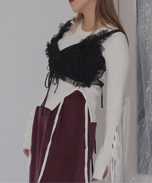 Too ribbon レースアップリブニット（ニット/セーター）｜Ezick