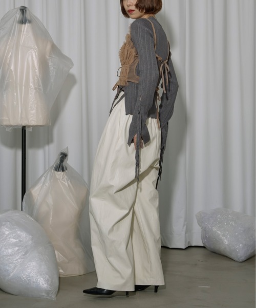 トップス Eri Too ribbon レースアップリブニット（ニット/セーター）｜Ezick