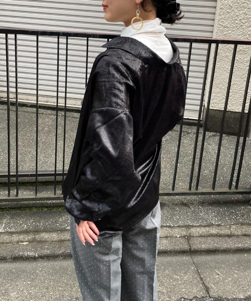 ENIM BY VICKY(エニムバイビッキー)の「2wayメタリックシャツブラウス《手洗い可能》(シャツ/ブラウス・レディース・ブラック/ピンク・M)」の16枚目の写真