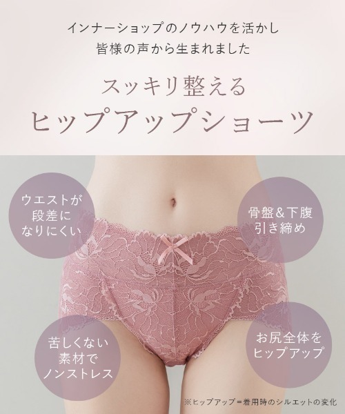 1枚履くだけ！お尻とお腹をソフト補正】ピオニーレース骨盤