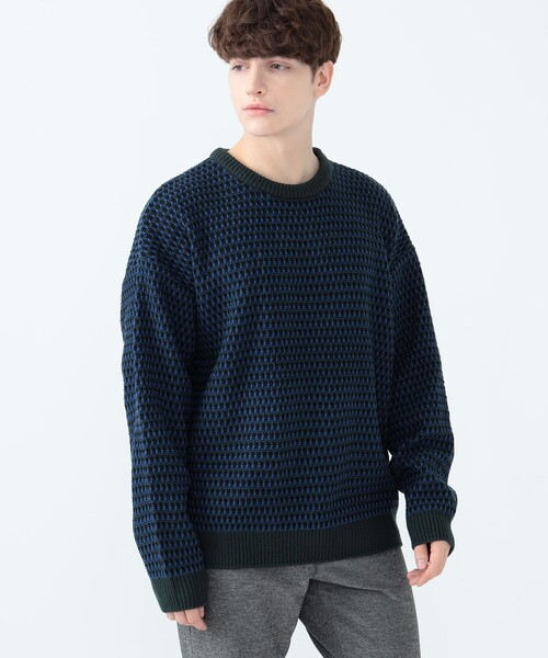 BEAMS HEART(ビームスハート)の「ポップコーン編み クルーネック ニット(ニット/セーター・メンズ・ネイビー/ブラック・SMALL/MEDIUM/LARGE)」の6枚目の写真