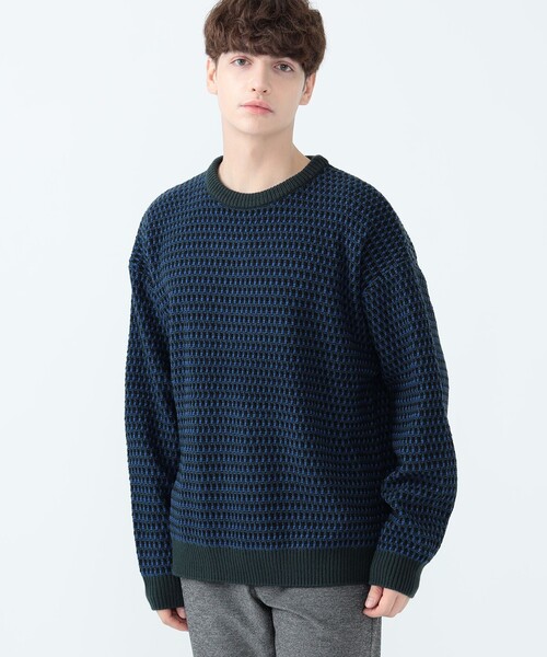 BEAMS HEART(ビームスハート)の「ポップコーン編み クルーネック ニット(ニット/セーター・メンズ・ネイビー/ブラック・SMALL/MEDIUM/LARGE)」の9枚目の写真