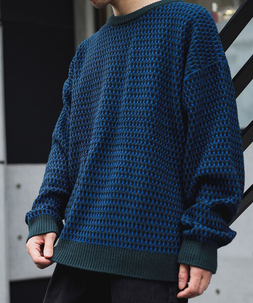 BEAMS HEART(ビームスハート)の「ポップコーン編み クルーネック ニット(ニット/セーター・メンズ・ネイビー/ブラック・SMALL/MEDIUM/LARGE)」の2枚目の写真