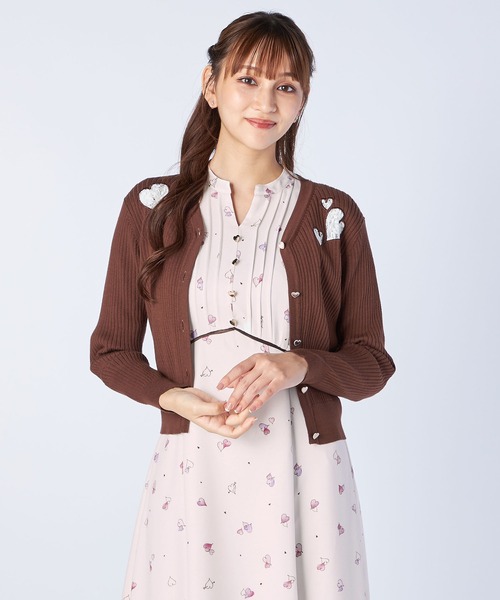 LAISSE PASSE（レッセパッセ）の「ハートモチーフリブカーディガン  