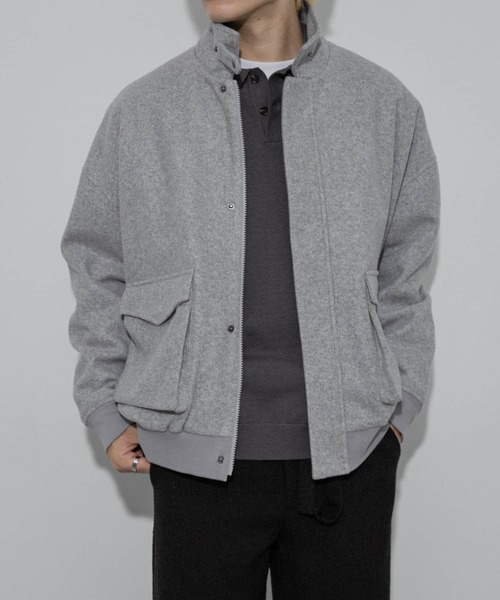 SENSE OF PLACE by URBAN RESEARCH（センスオブプレイスバイアーバンリサーチ）の「『ユニセックス』『UR TECH』カットメルトンブルゾン（ブルゾン・メンズ・ライトグレー/ダークブラウン/ブラック・MEDIUM/LARGE）」の14枚目の写真