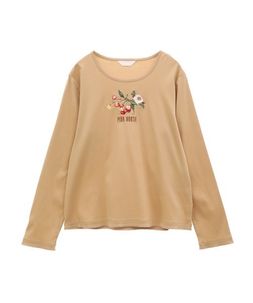PINK HOUSE(ピンクハウス)の「野ばらとチェリー刺繍カットソー(Tシャツ/カットソー・レディース・グリーン系その他/ミント/ブラック/アイボリー/ベージュ/ピンク/レッド・LARGE/MEDIUM)」の3枚目の写真