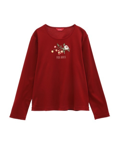 PINK HOUSE(ピンクハウス)の「野ばらとチェリー刺繍カットソー(Tシャツ/カットソー・レディース・グリーン系その他/ミント/ブラック/アイボリー/ベージュ/ピンク/レッド・LARGE/MEDIUM)」の7枚目の写真