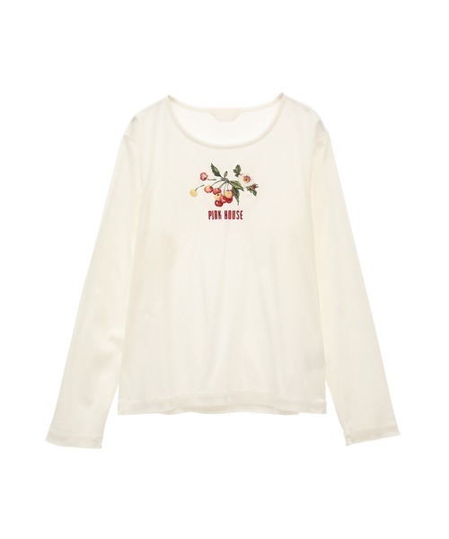 PINK HOUSE(ピンクハウス)の「野ばらとチェリー刺繍カットソー(Tシャツ/カットソー・レディース・グリーン系その他/ミント/ブラック/アイボリー/ベージュ/ピンク/レッド・LARGE/MEDIUM)」の13枚目の写真