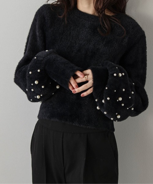 AMELY(エミリー)の「2wayパール袖ニットカーディガン(ニット/セーター・レディース・アイボリー/ブラック/グレー・フリー)」の19枚目の写真