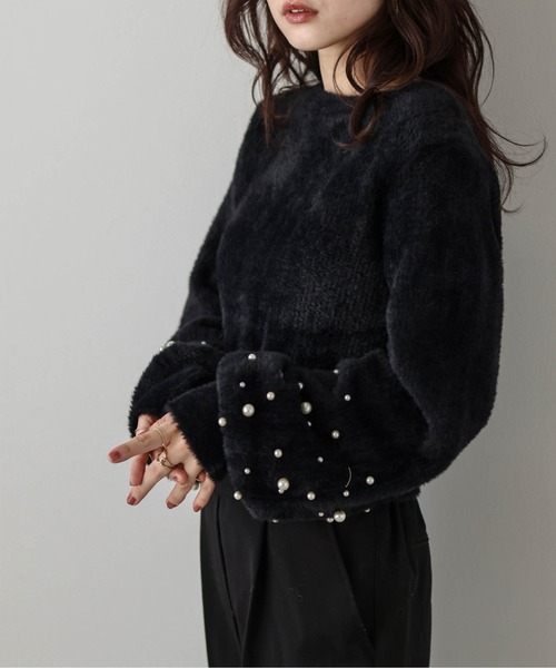 AMELY(エミリー)の「2wayパール袖ニットカーディガン(ニット/セーター・レディース・アイボリー/ブラック/グレー・フリー)」の20枚目の写真